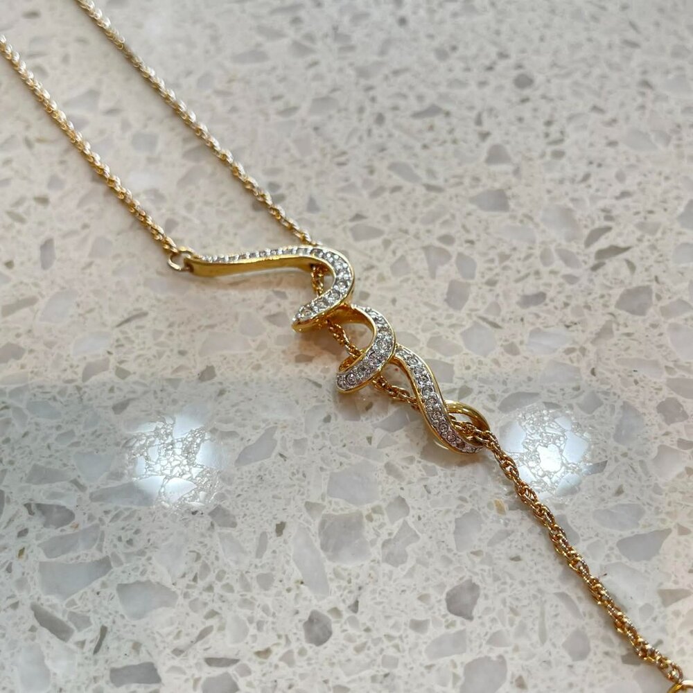 Stamped Swarovski Spiral Slip Not Necklace & Earring Set - Picture 3 of 5